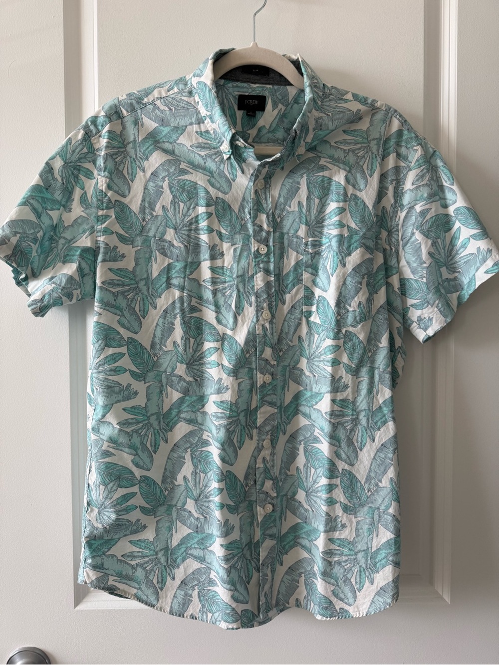J Crew Short-Sleeve Teal Button-Down Shirt